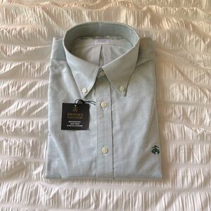 NWT! sage green brooks brothers brookscool non-iron stretch oxford